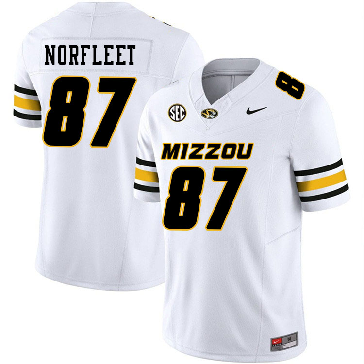 Men #87 Brett Norfleet Missouri Tigers College Football Jerseys Stitched-White